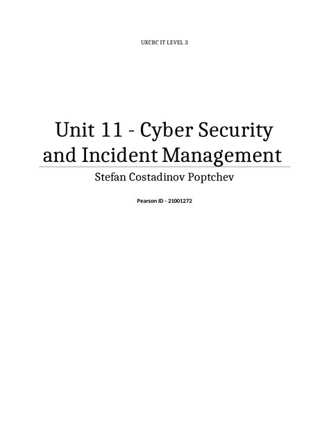 Unit 11 Cyber Security and Incident Management; watch this thread. . Pearson unit 11 cyber security